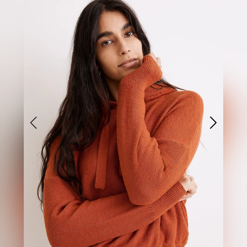 Madewell Claireview Burnt Orange 100% Cotton Cropped Fit Hoodie Sweater (XS)